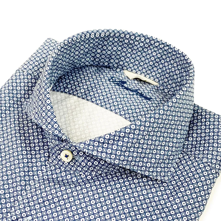 Stenstroms - Slimline Patterned Shirt in Blue