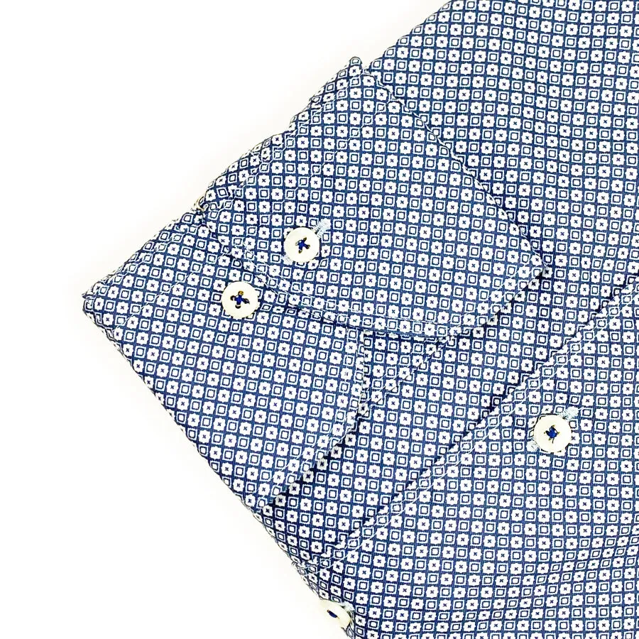 Stenstroms - Slimline Patterned Shirt in Blue