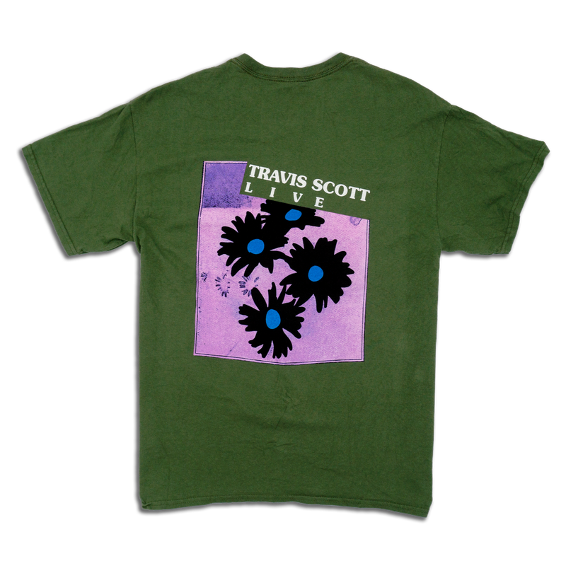 Travis Scott Astroworld Festival Run Flower Olive Tee