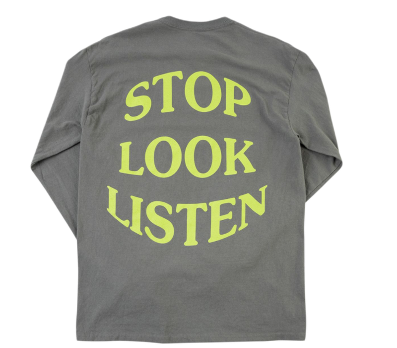 Travis Scott Stop Look Listen Longsleeve Grey Tee