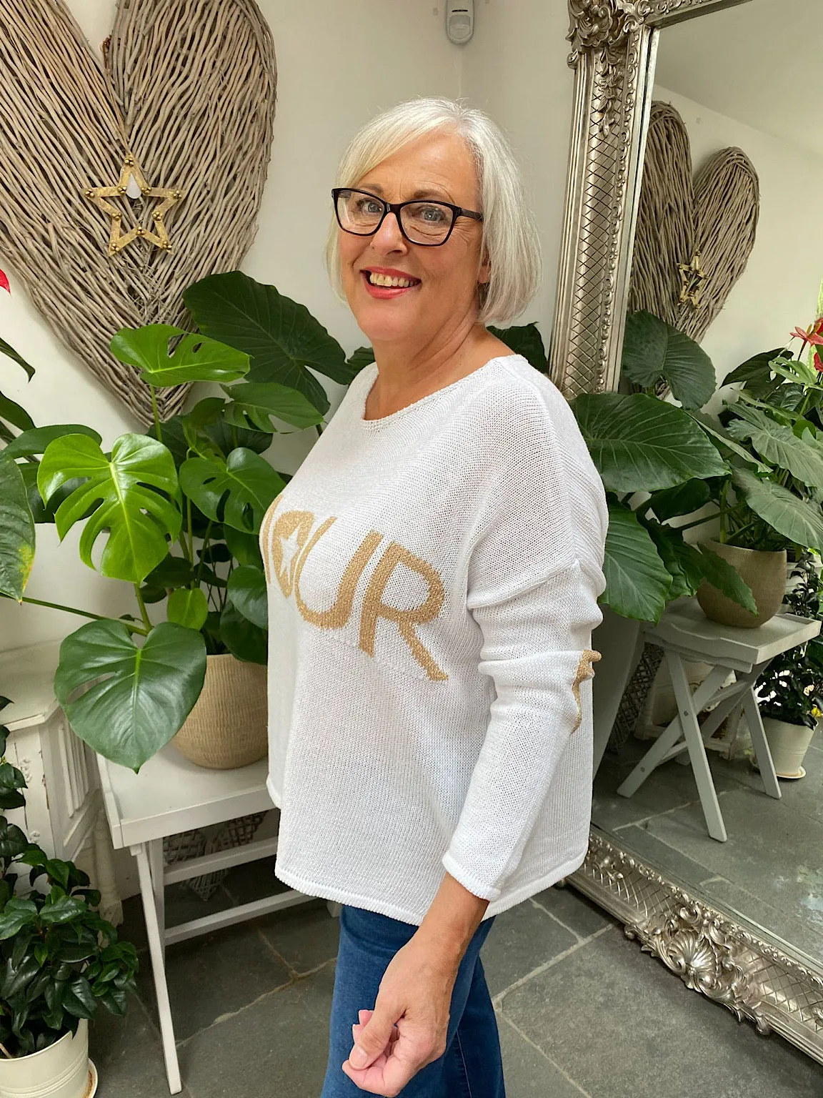 Winter White Amour Gold Detail Jumper Ella