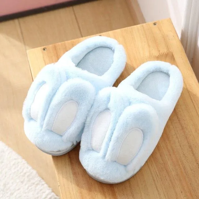 Winter Women's Cute Rabbit Ears Soft Plush Slip-on Comfort House Slippers