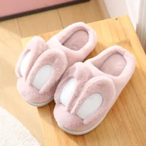 Winter Women's Cute Rabbit Ears Soft Plush Slip-on Comfort House Slippers