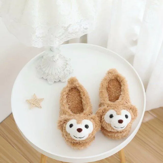 Women's Cute Heart Shape Cartoon Winter Plush Cotton Indoor House Slippers