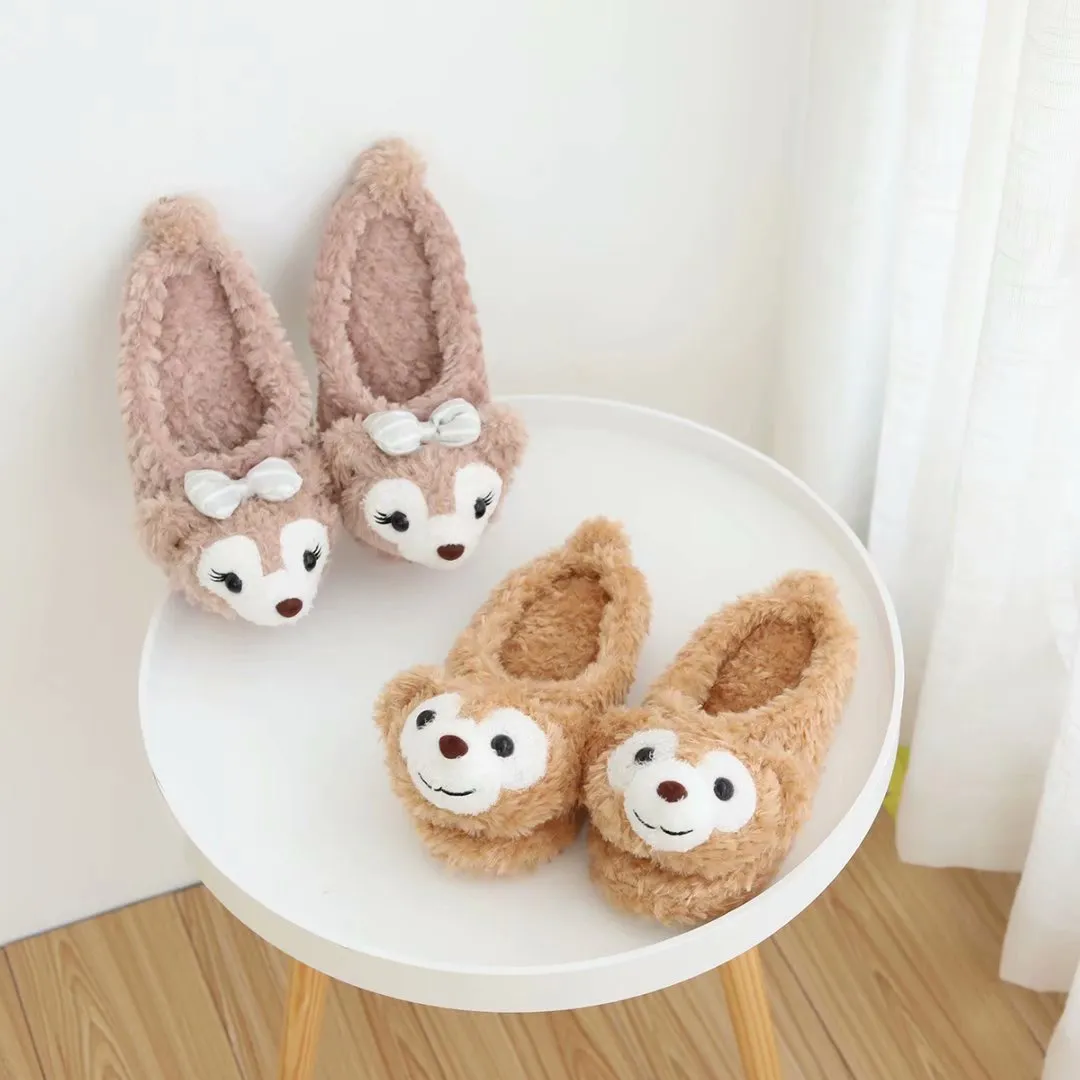 Women's Cute Heart Shape Cartoon Winter Plush Cotton Indoor House Slippers