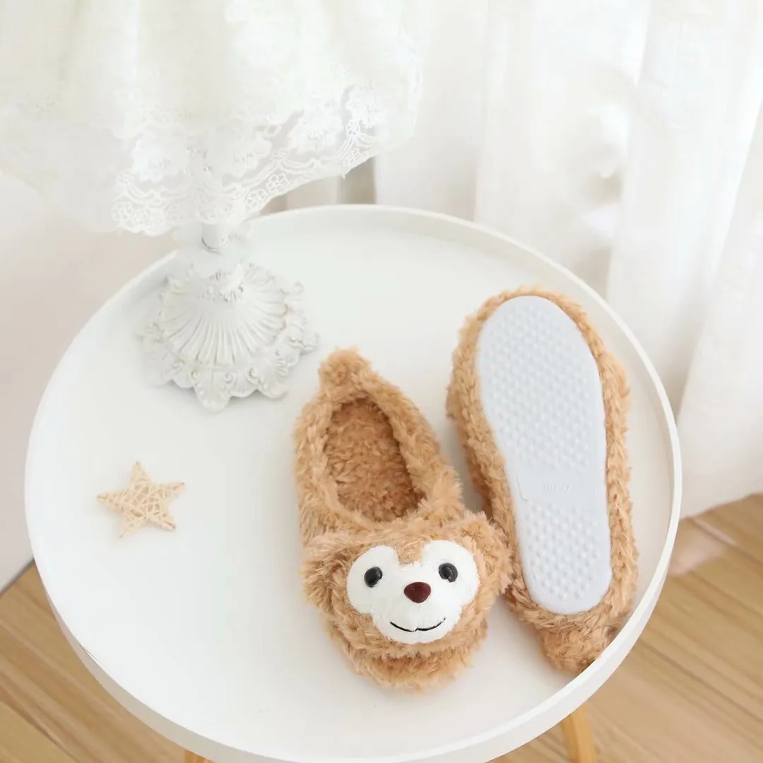 Women's Cute Heart Shape Cartoon Winter Plush Cotton Indoor House Slippers