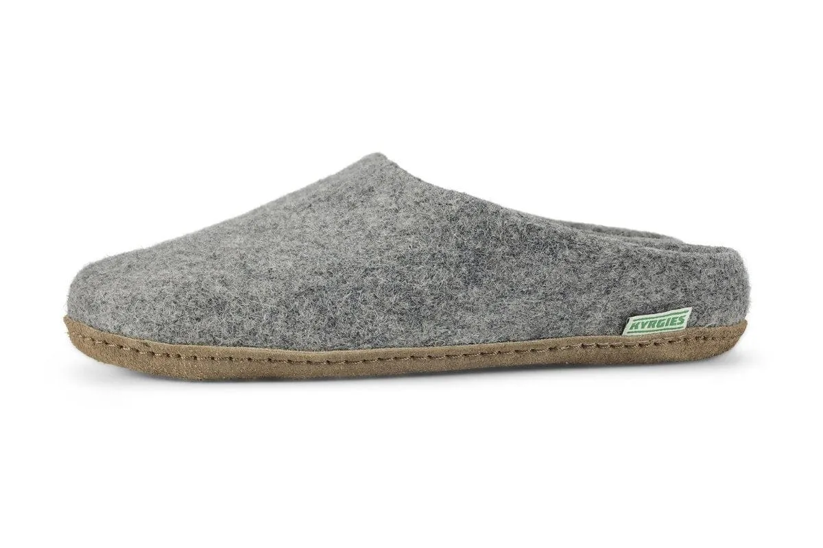 Women's Wool Slippers with All Natural Sole & Low Back in Gray