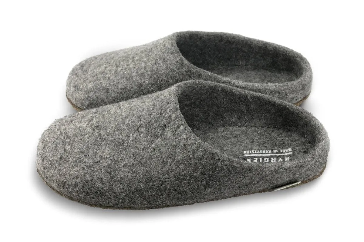 Women's Wool Slippers with All Natural Sole & Low Back in Gray